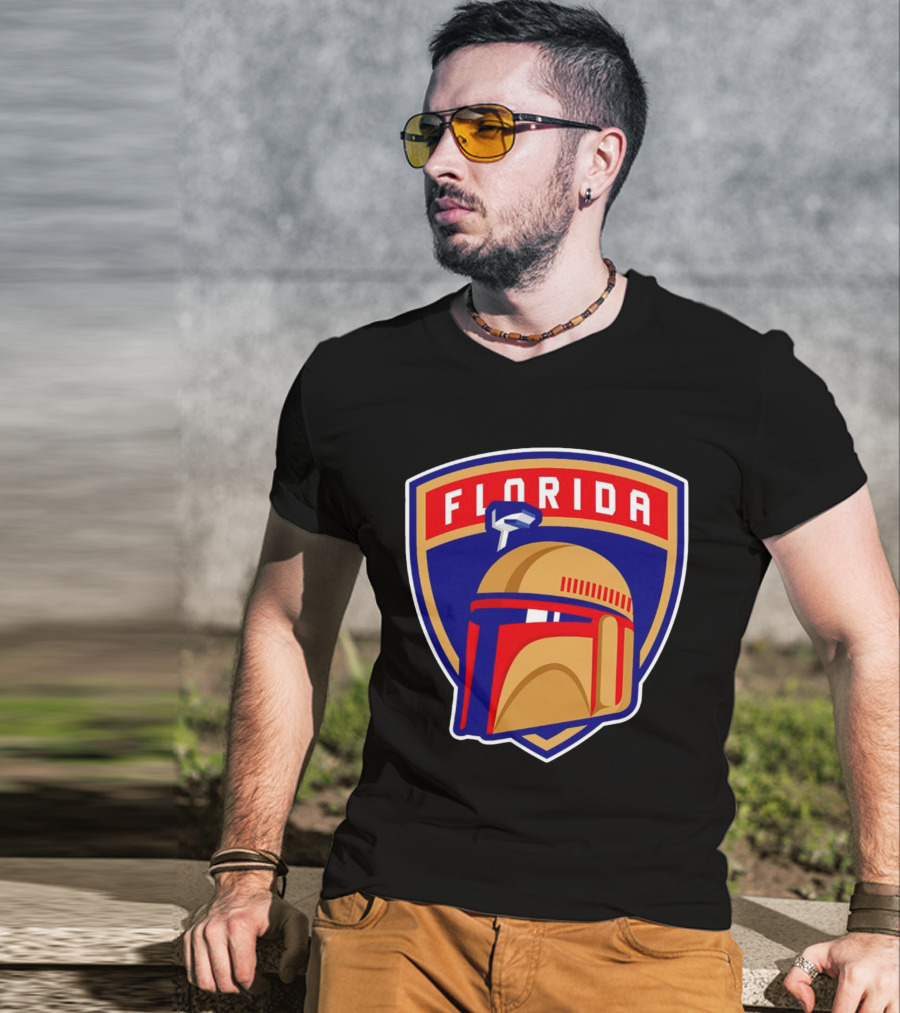 Florida Panthers Boba Fett Helmet Star Wars Collaboration T-Shirt