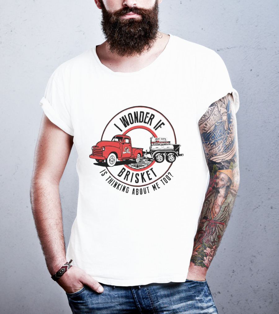 I Wonder If Brisket Is Thinking About Me Too Vintage Truck BBQ T-Shirt