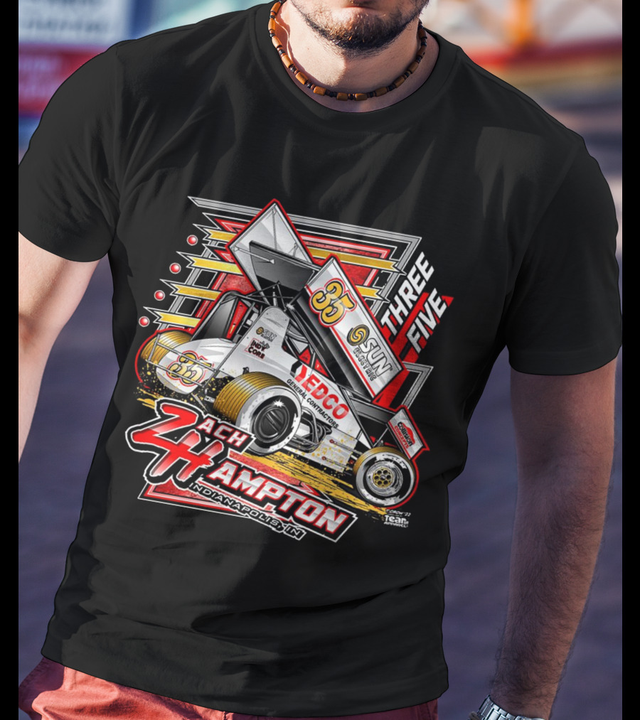 Zach Hampton Indianapolis IN Three Five 35 Sun Sprint Car Racing T-Shirt