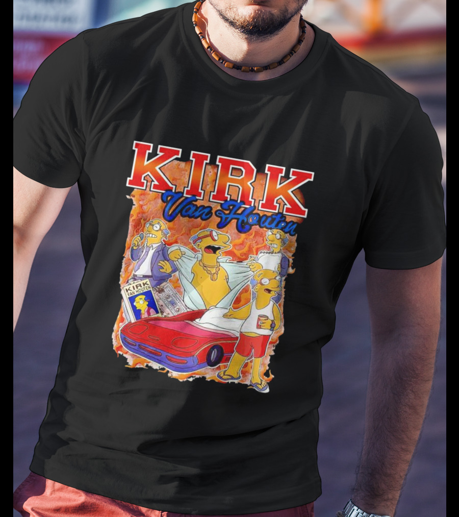 Kirk Van Houten Vintage Comic Car Flames Drink T-Shirt