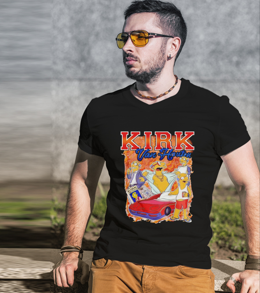 Kirk Van Houten Vintage Comic Car Flames Drink T-Shirt
