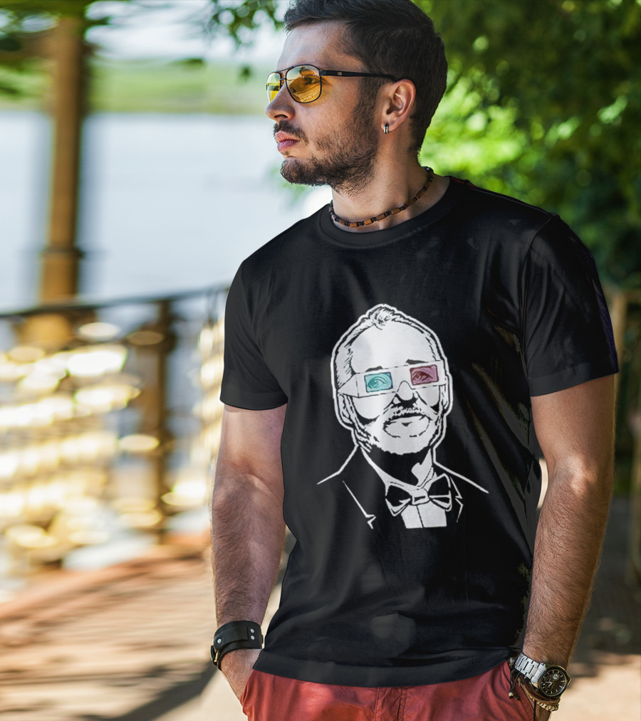 Black The Chivery Bill Murray BFM 3D Glasses T-Shirt