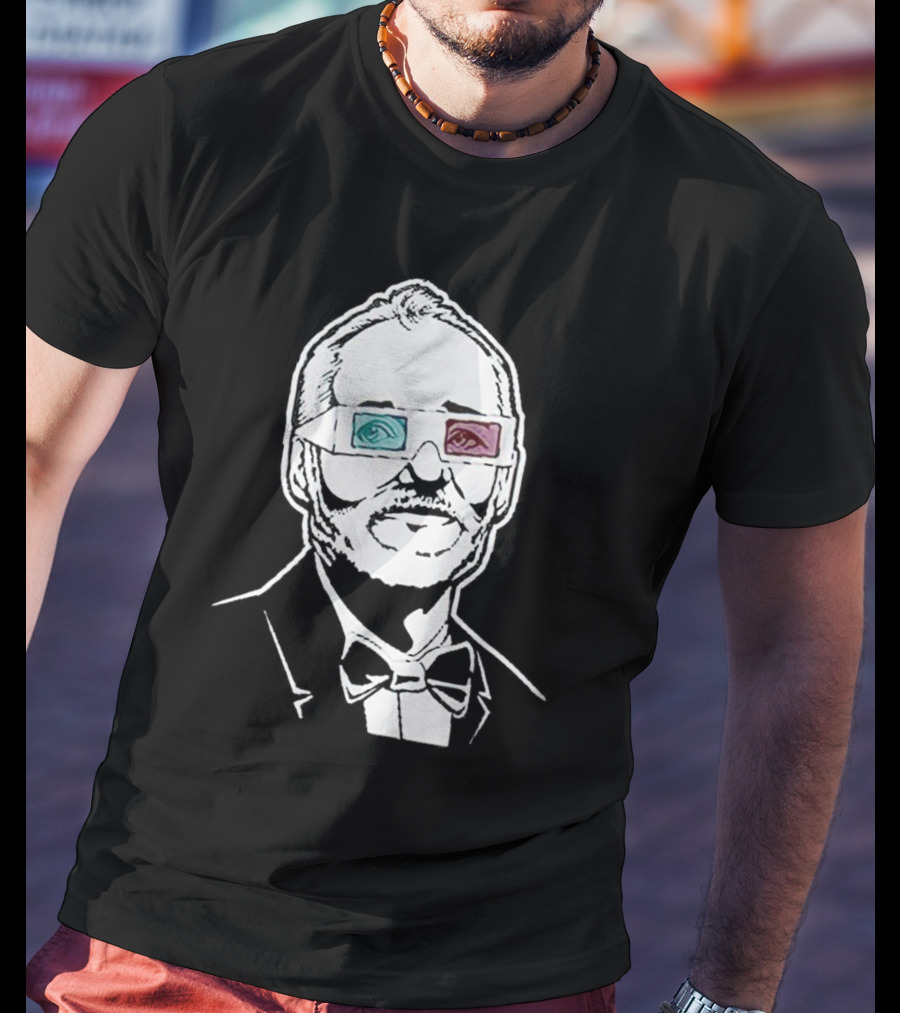 Black The Chivery Bill Murray BFM 3D Glasses T-Shirt