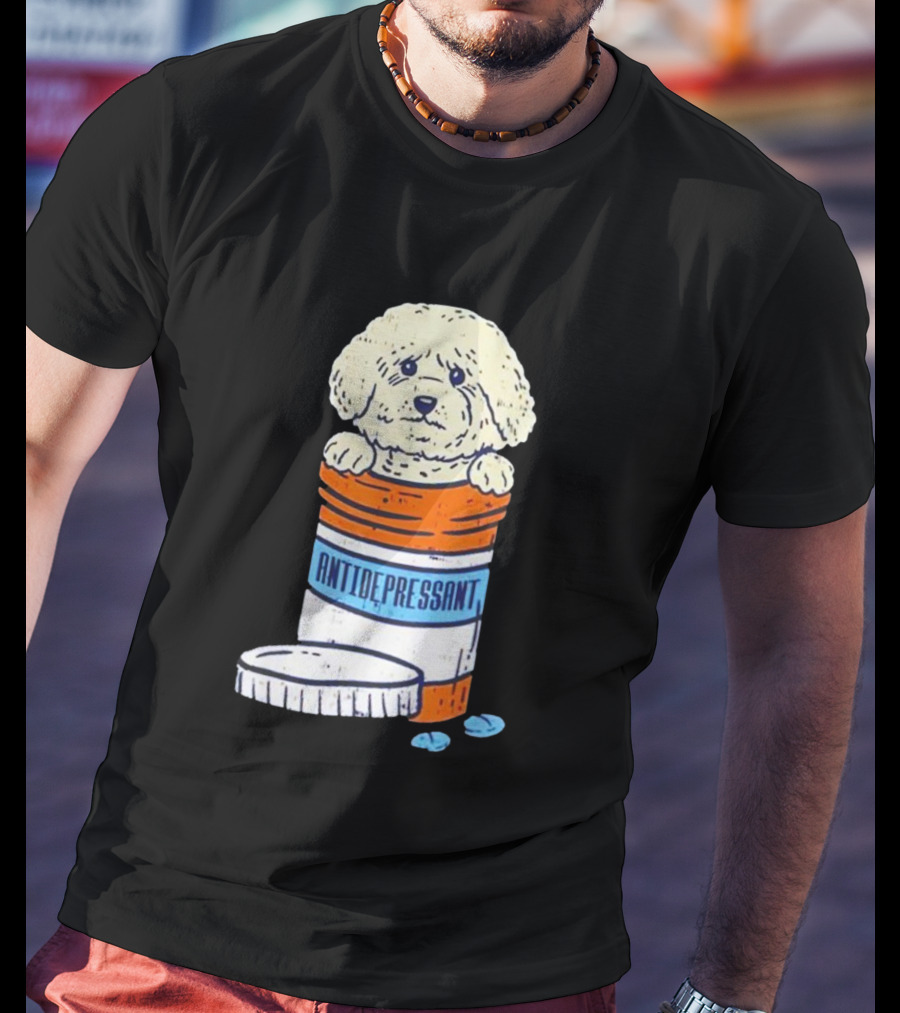 Bichons Frises Antidepressant Dog In Pill Bottle T-Shirt