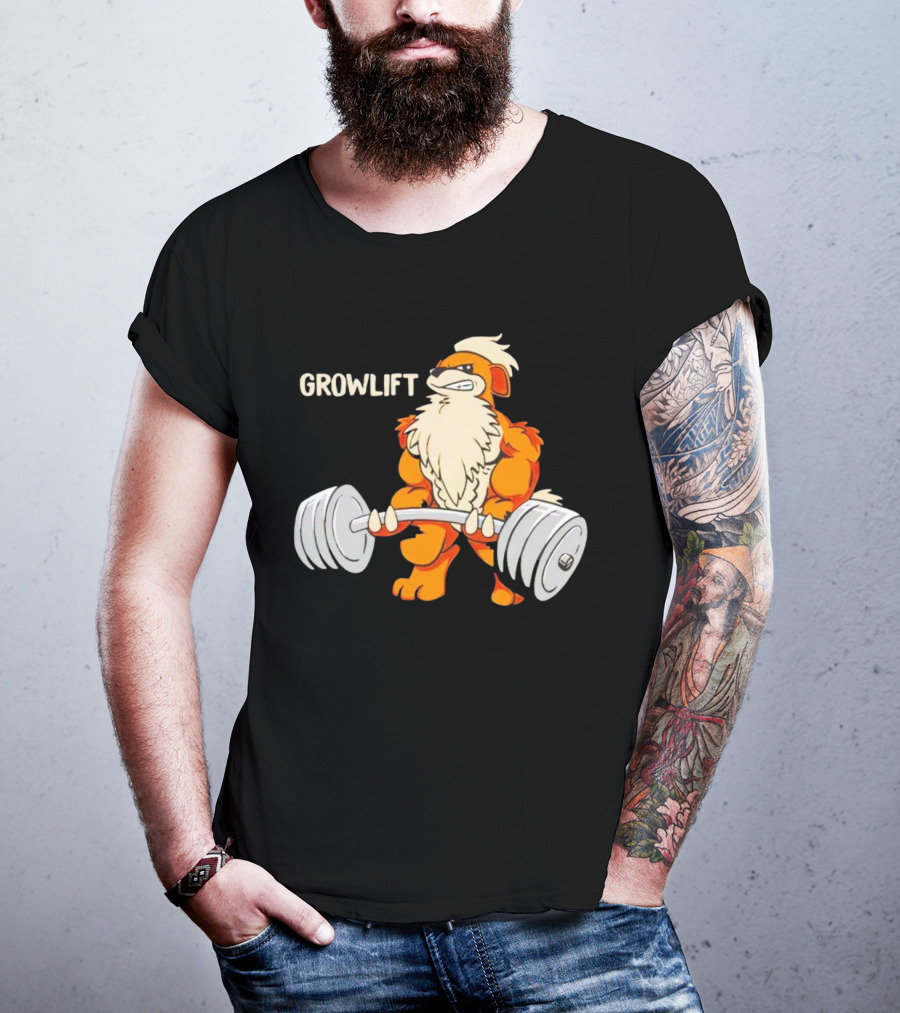 Growlift Lifting Barbell Cartoon Monster T-Shirt