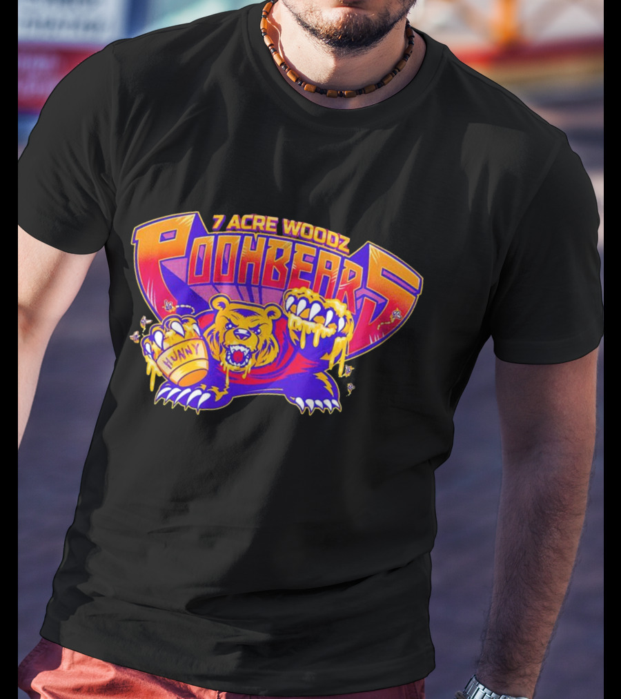 7 Acre Woodz Poohbearz Hunny Bear Roaring Claw T-Shirt