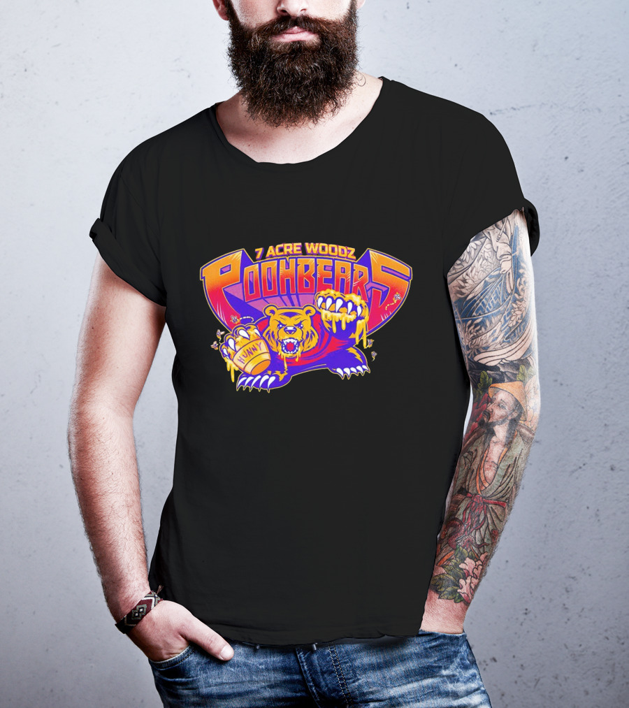 7 Acre Woodz Poohbearz Hunny Bear Roaring Claw T-Shirt