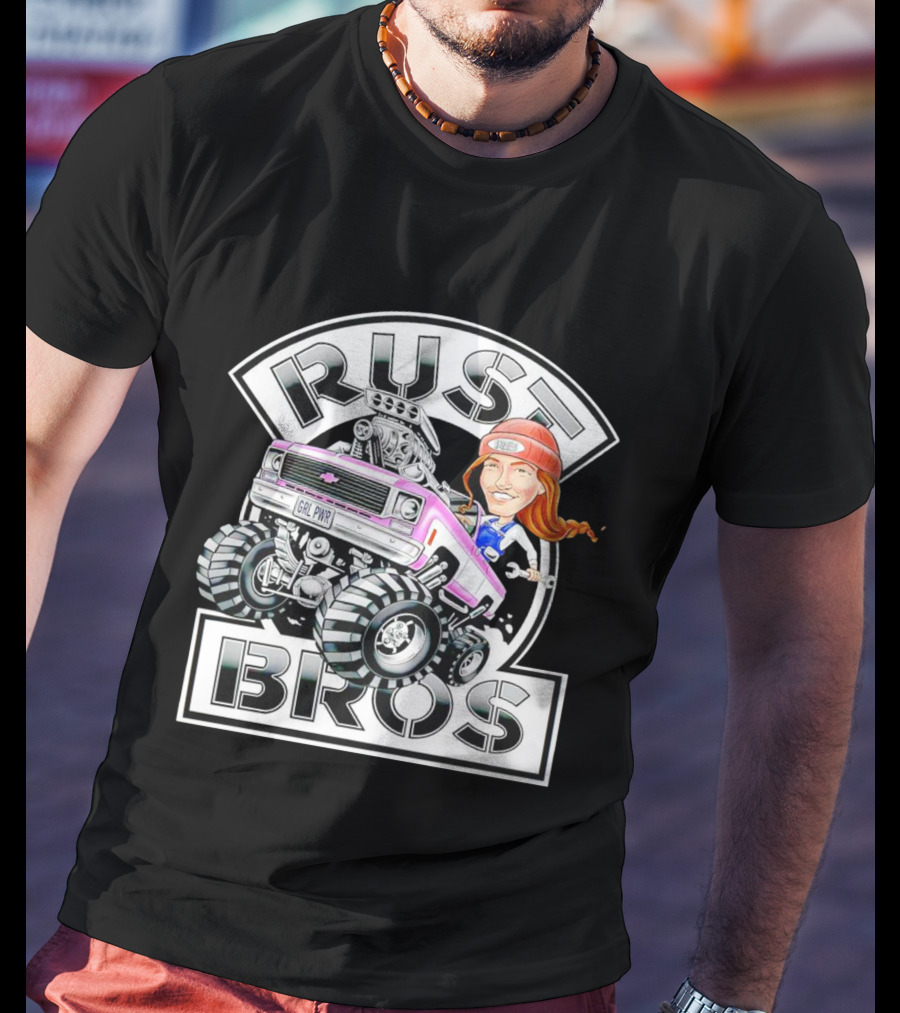 Rust Bros Girl Power Monster Truck Cartoon T-Shirt