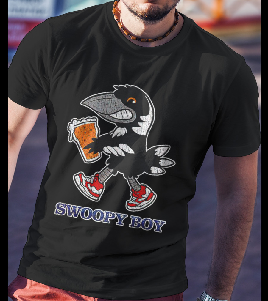 Swoopy Boy Crow With Beer And Sneakers T-Shirt