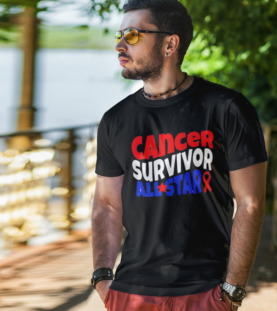 Cancer Survivor All Star Red White Blue T-Shirt