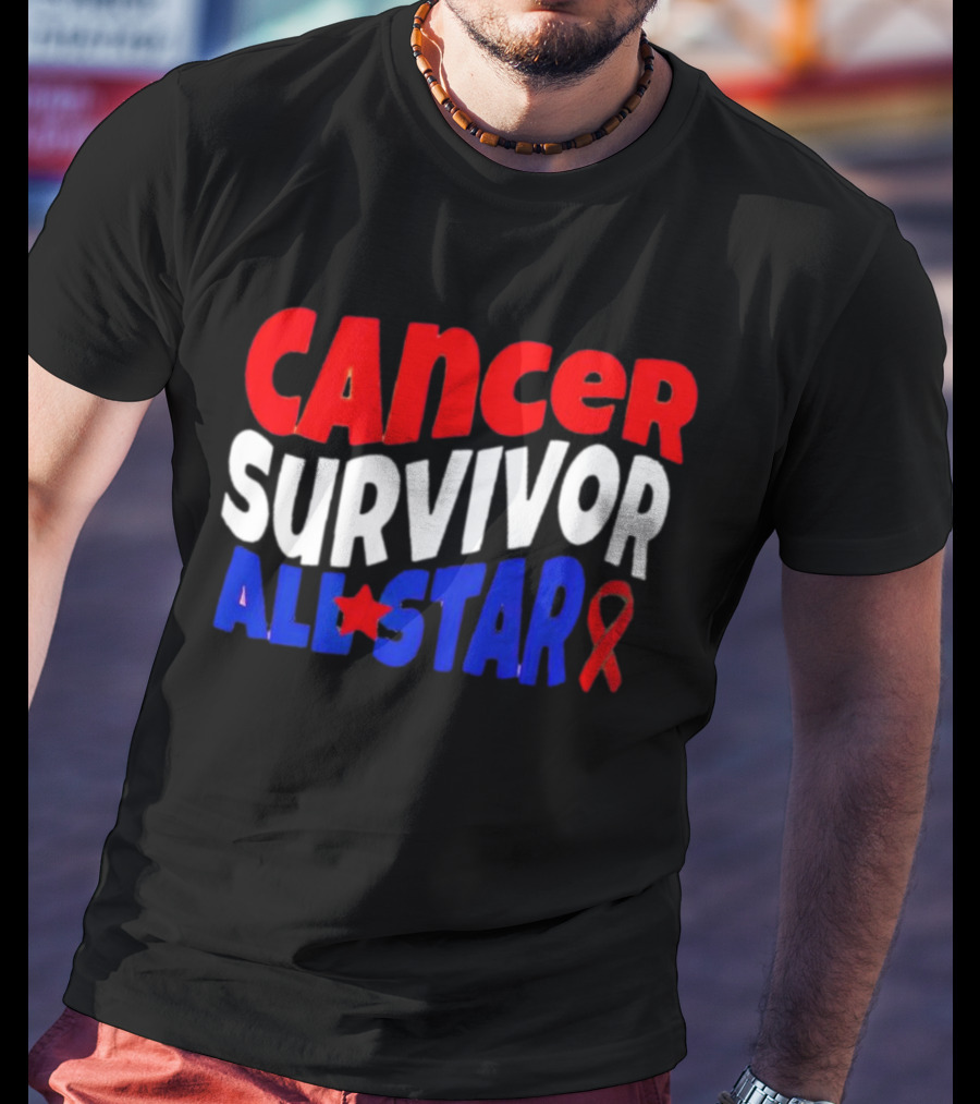Cancer Survivor All Star Red White Blue T-Shirt