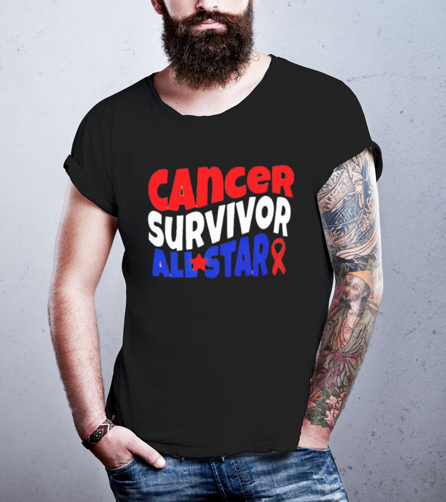Cancer Survivor All Star Red White Blue T-Shirt