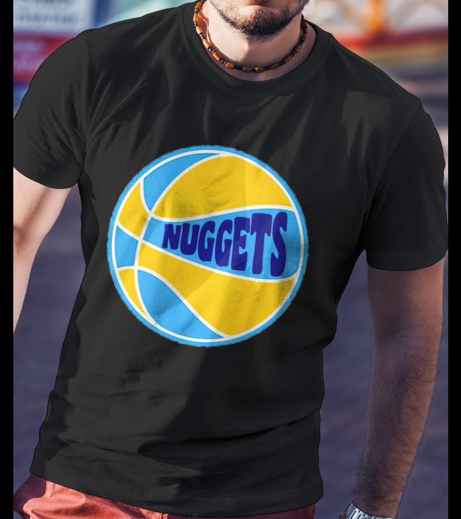 Nuggets Retro Blue And Yellow Basketball T-Shirt