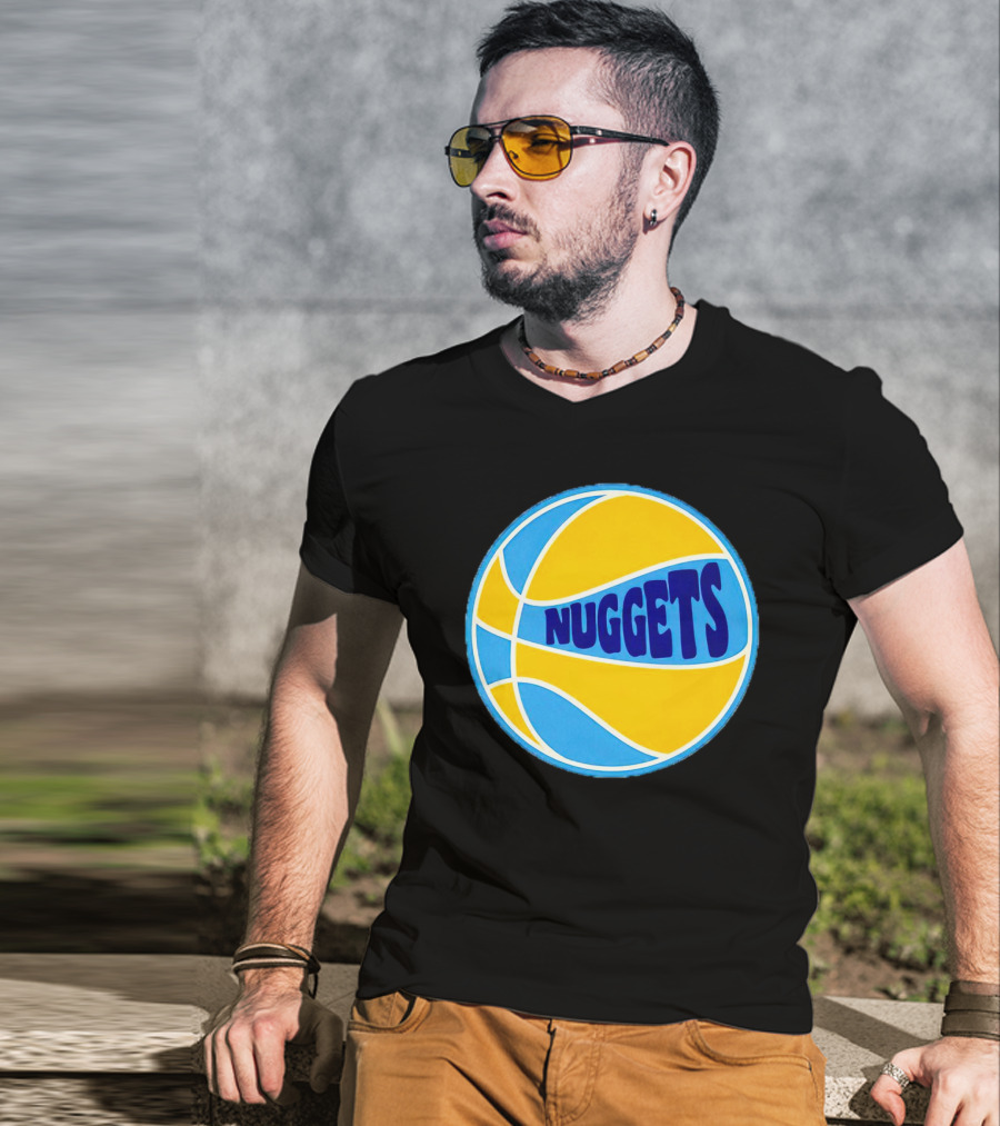 Nuggets Retro Blue And Yellow Basketball T-Shirt
