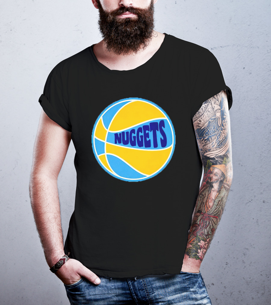 Nuggets Retro Blue And Yellow Basketball T-Shirt