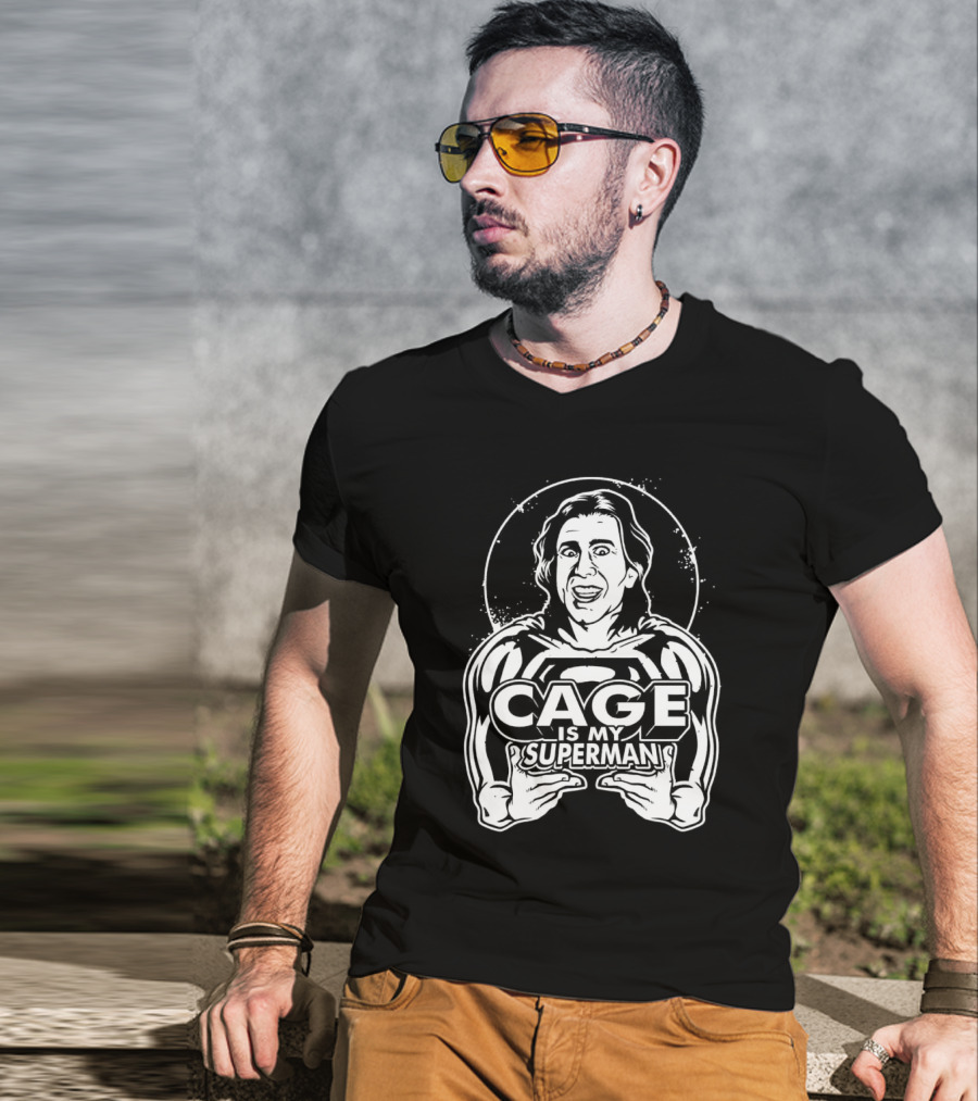 Cage Is My Superman Nicolas Cage Iconic Superman Mashup T-Shirt