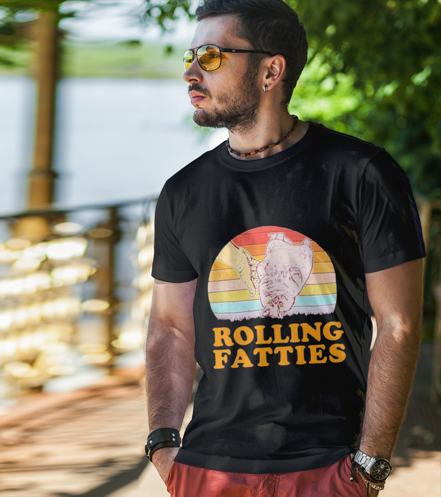 Cat Rolling Fatties Retro Vibes T-Shirt