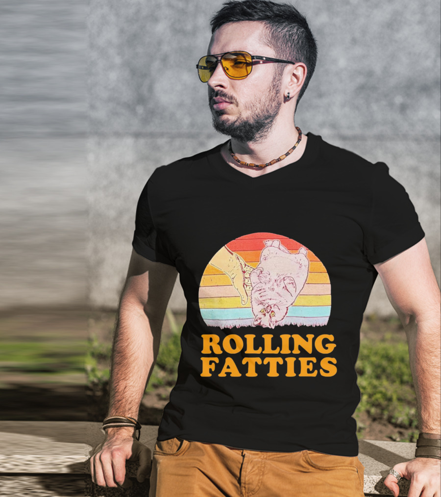 Cat Rolling Fatties Retro Vibes T-Shirt