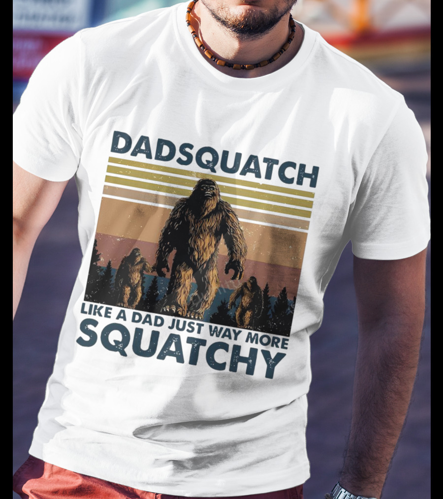 Dadsquatch Like A Dad Just Way More Squatchy Vintage Father's Day Retro Sunset T-Shirt