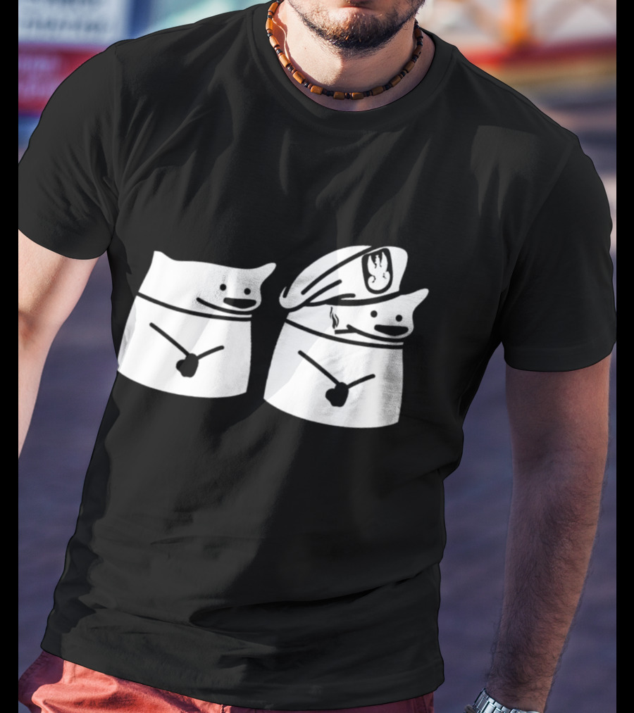 Fella Sock Whimsical Character Duo With Captain Hat T-Shirt