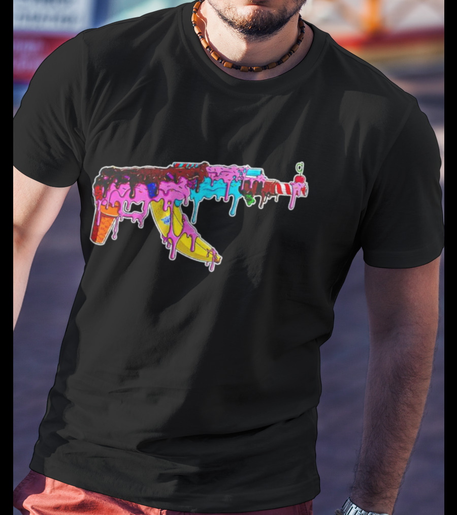 Ice Cream AK-47 Dripping Treats Colorful T-Shirt