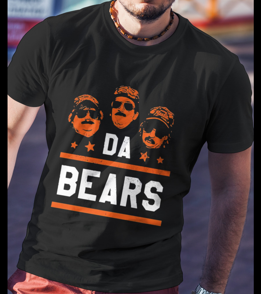 DA BEARS Chicago Sports Icons Orange Stars T-Shirt