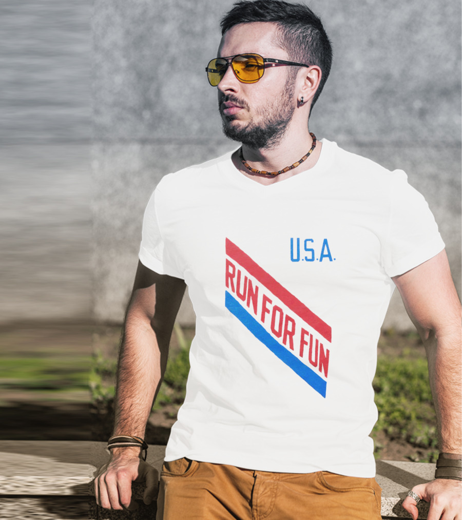 U.S.A. Red And Blue Run For Fun T-Shirt