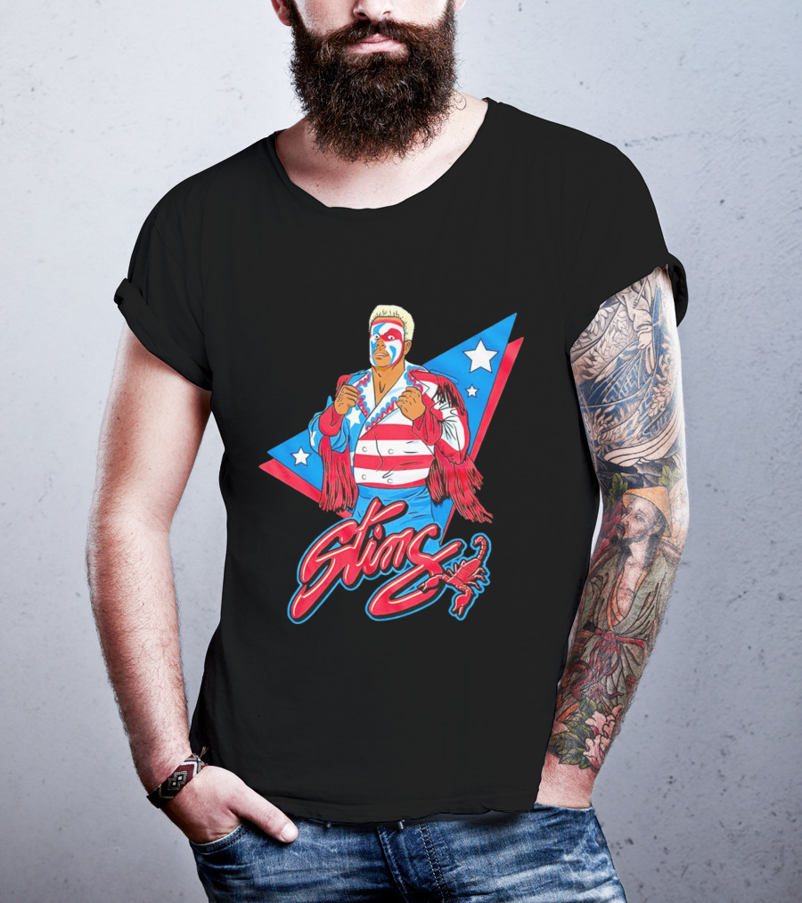 Sting USA Flag Wrestling Icon Scorpion Stars Stripes Retro Vibe T-Shirt