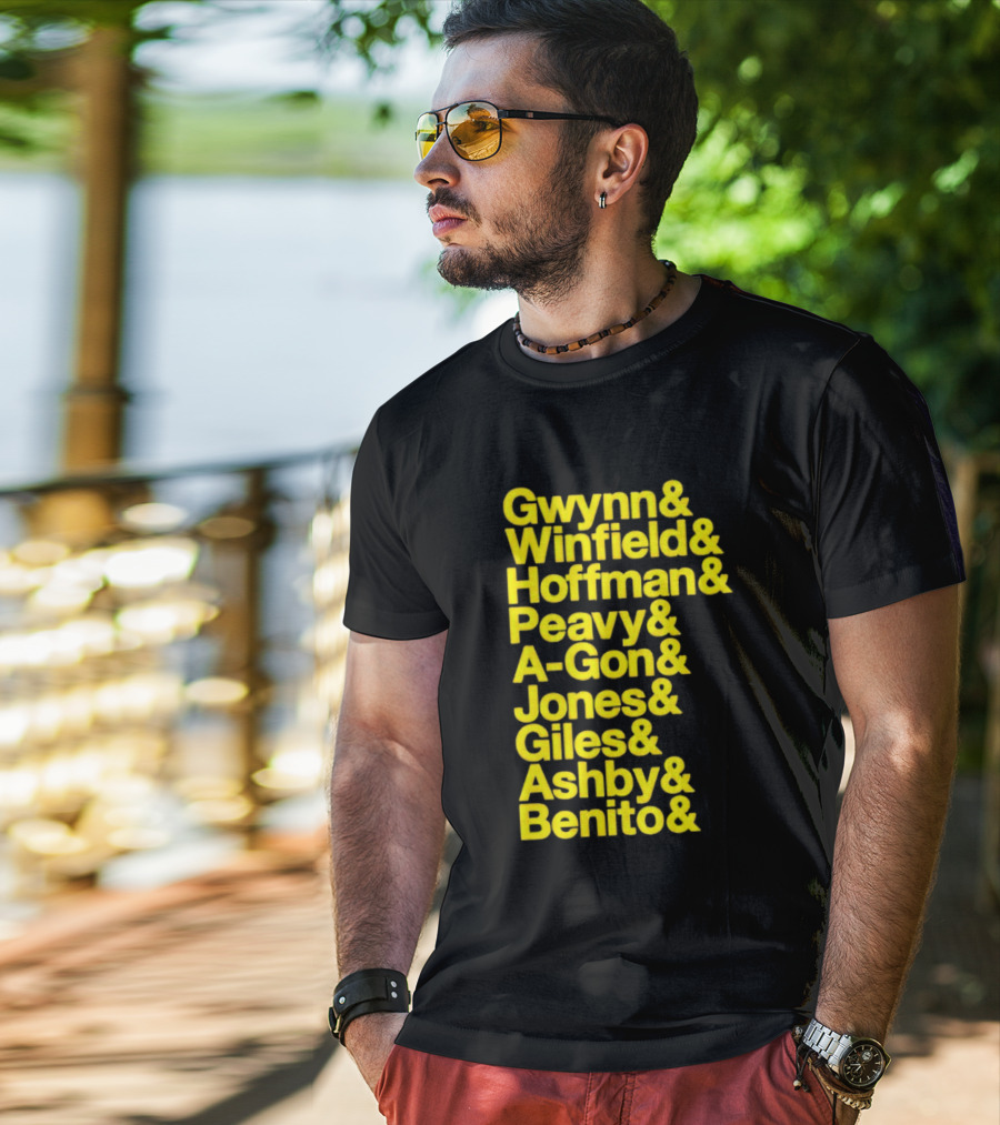 San Diego Baseball Gwynn Winfield Hoffman Peavy A-Gon Jones Giles Ashby Benito T-Shirt