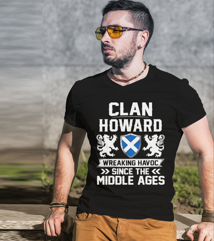 Clan HOWARD Wreaking Havoc Since The Middle Ages Shield Lions T-Shirt