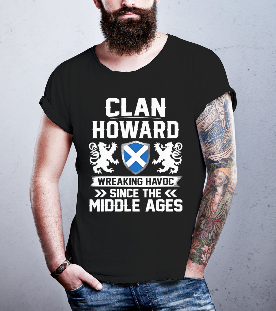 Clan HOWARD Wreaking Havoc Since The Middle Ages Shield Lions T-Shirt