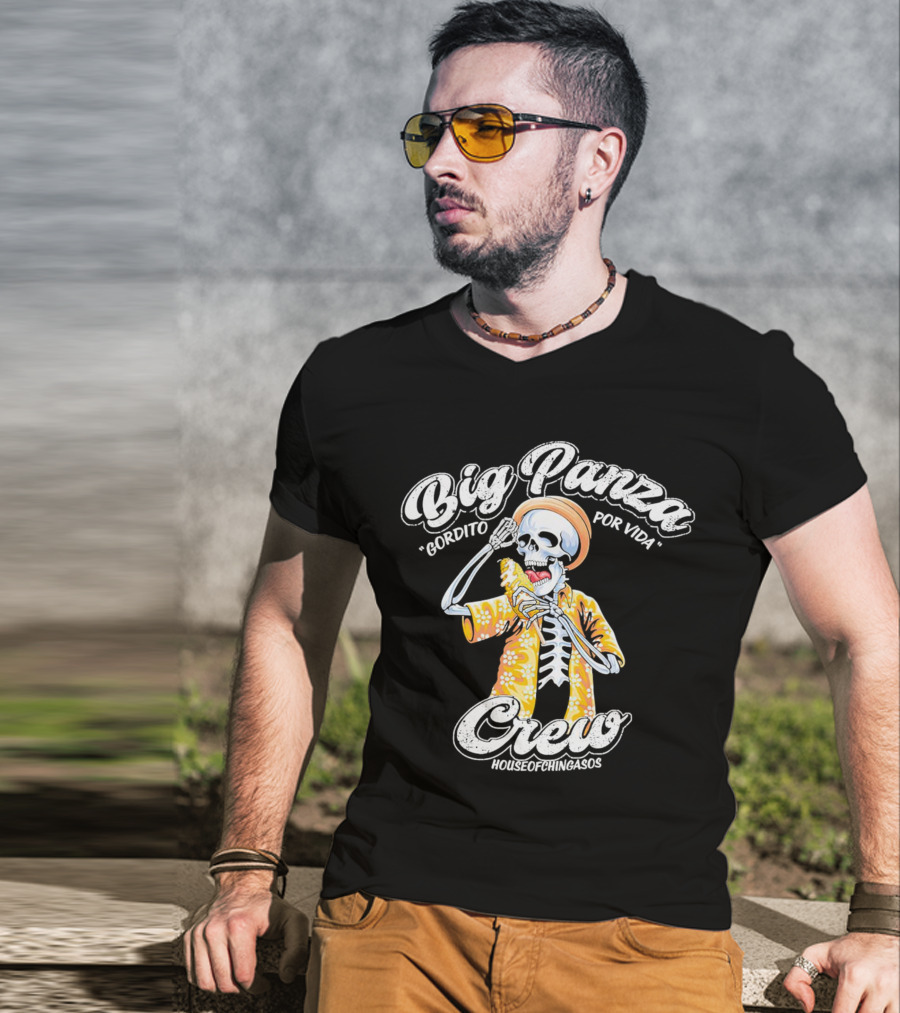 Big Panza Crew Gordito Por Vida House Of Chingasos Skeleton In Hawaiian T-Shirt
