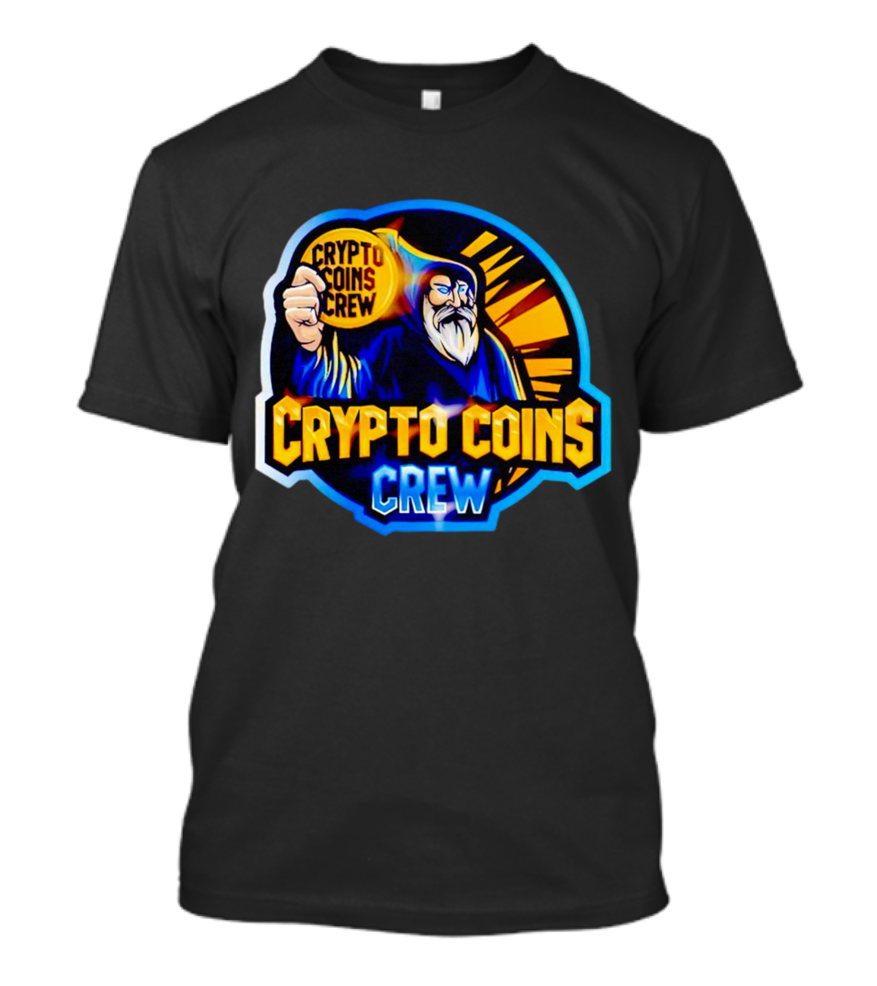 Crypto Coins Crew Wizard With Coin Badge T-Shirt
