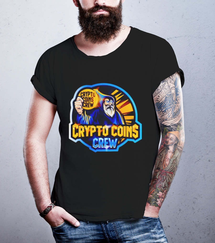Crypto Coins Crew Wizard With Coin Badge T-Shirt