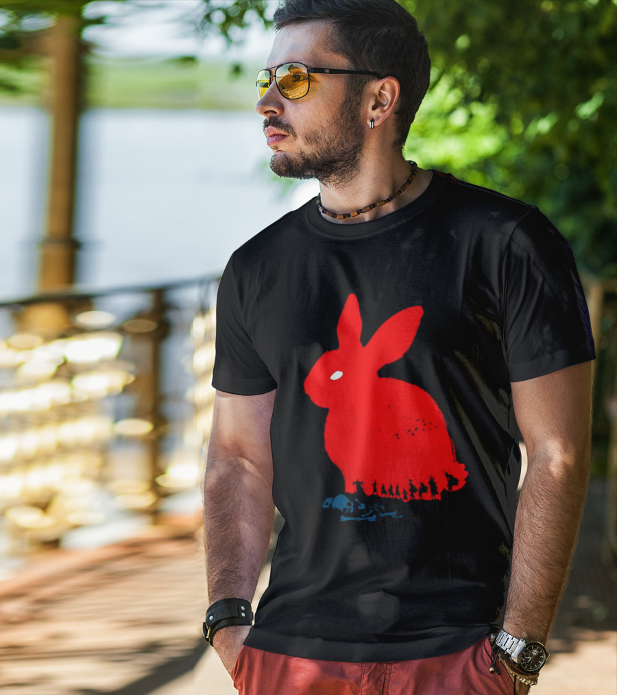 Death Awaits Red Rabbit Skull T-Shirt