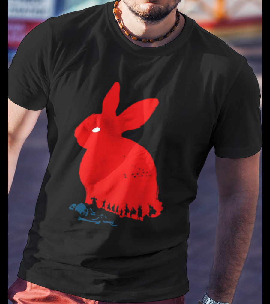 Death Awaits Red Rabbit Skull T-Shirt