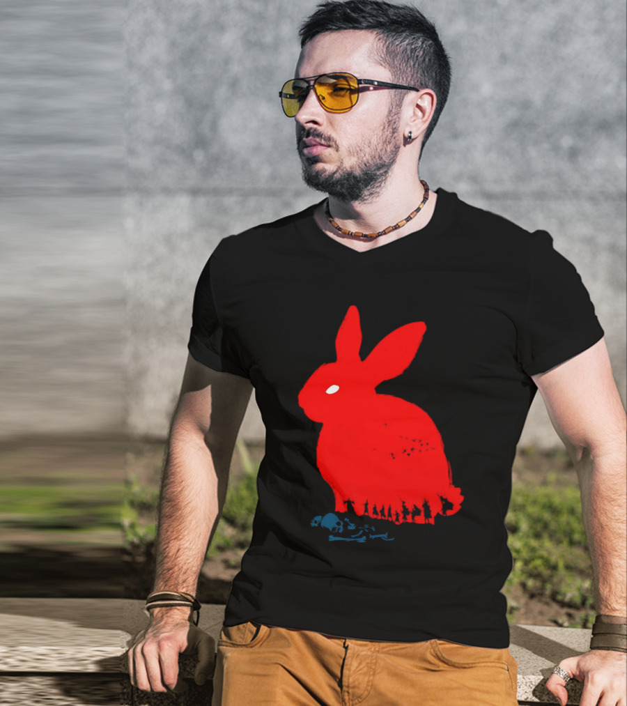 Death Awaits Red Rabbit Skull T-Shirt
