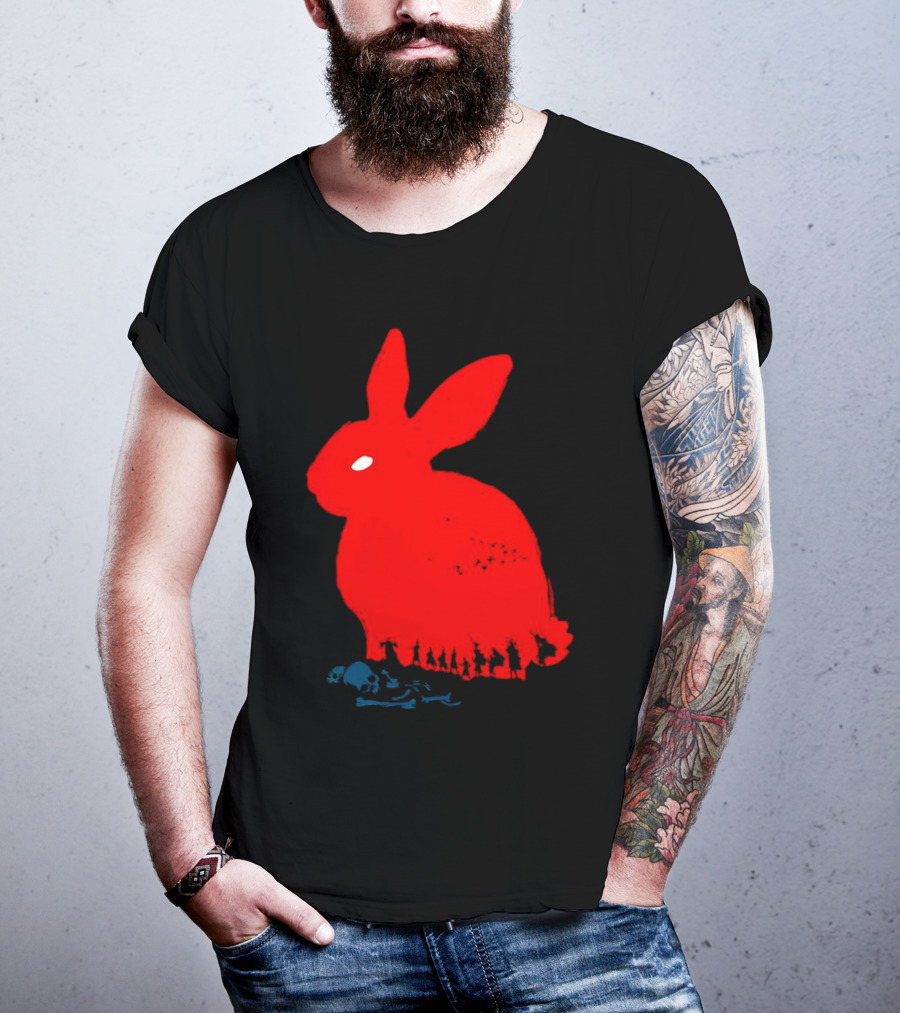Death Awaits Red Rabbit Skull T-Shirt