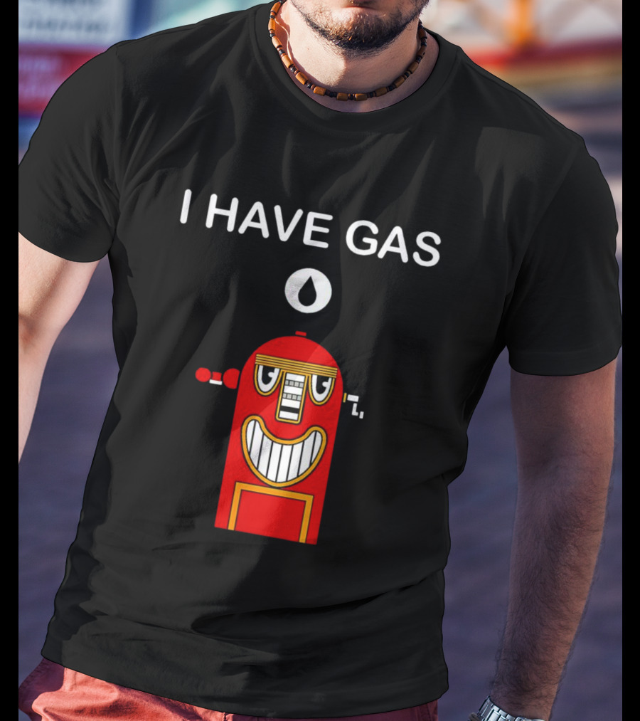 I Have Gas Nerd Geek Smiling Red Gas Pump T-Shirt