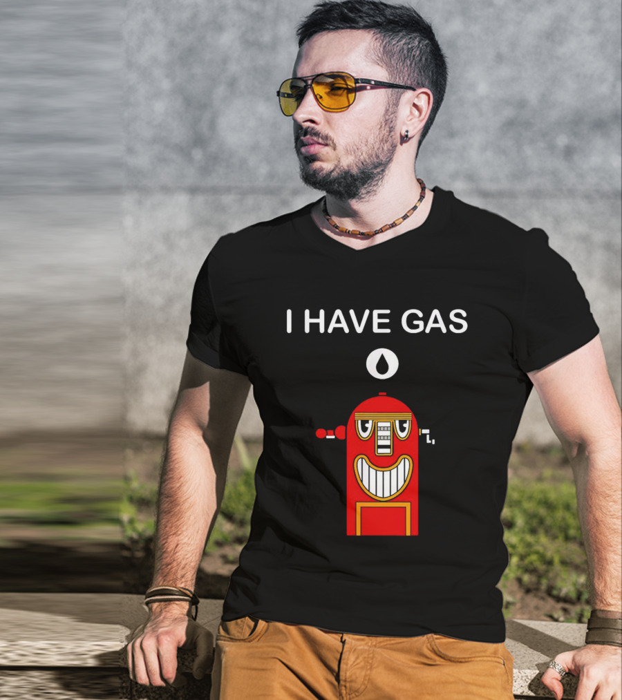 I Have Gas Nerd Geek Smiling Red Gas Pump T-Shirt
