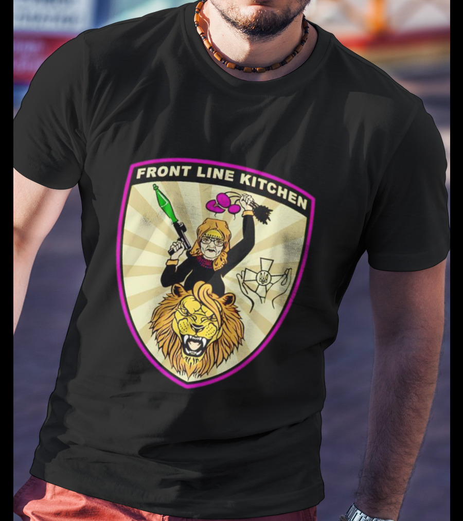Front Line Kitchen Warrior With Viking Helmet And Lion Emblem T-Shirt
