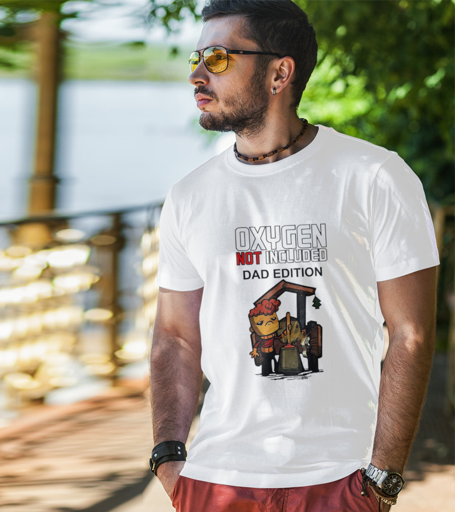 Oxygen Not Included Dad Edition Cartoon Character With Tool And Machine T-Shirt