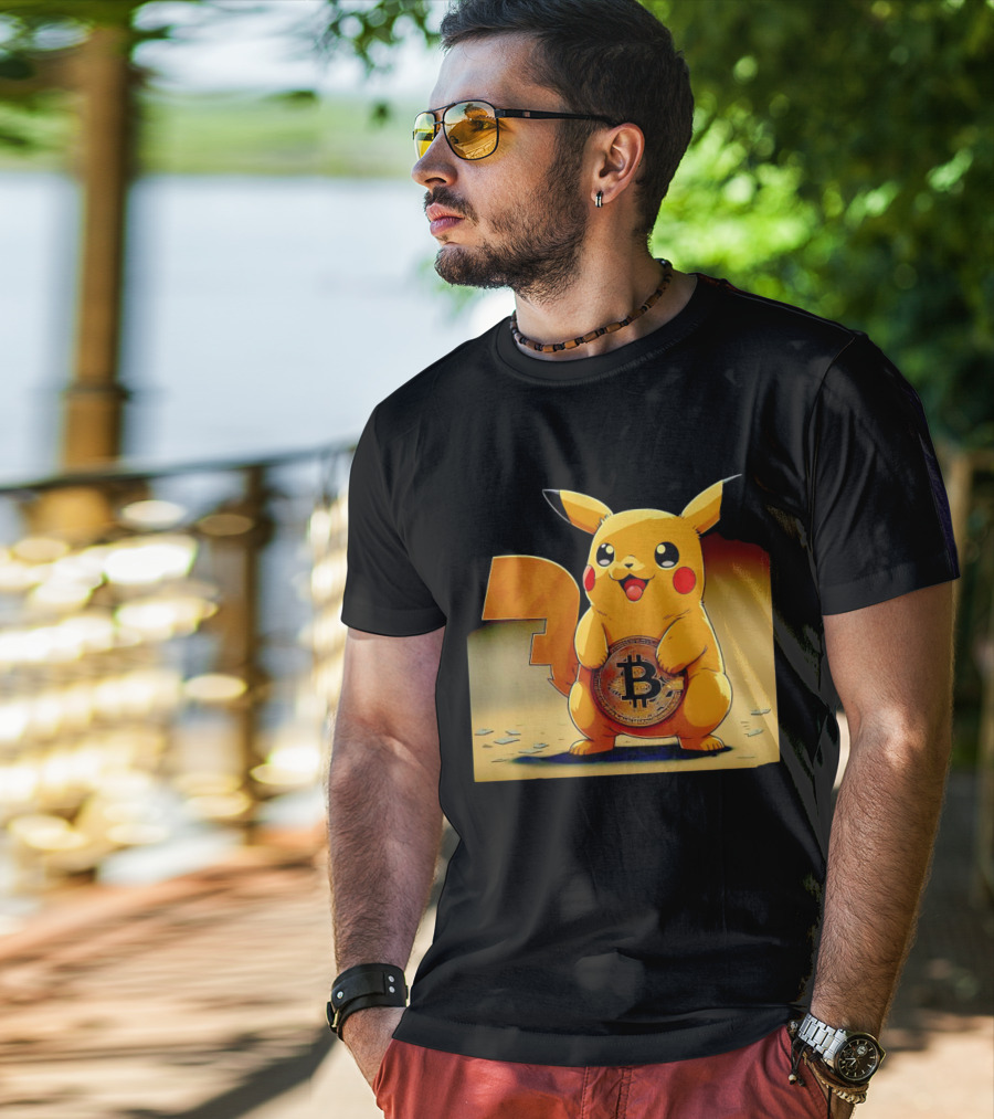 Pikacoin Bitcoin Pikachu Holding Cryptocurrency Coin T-Shirt