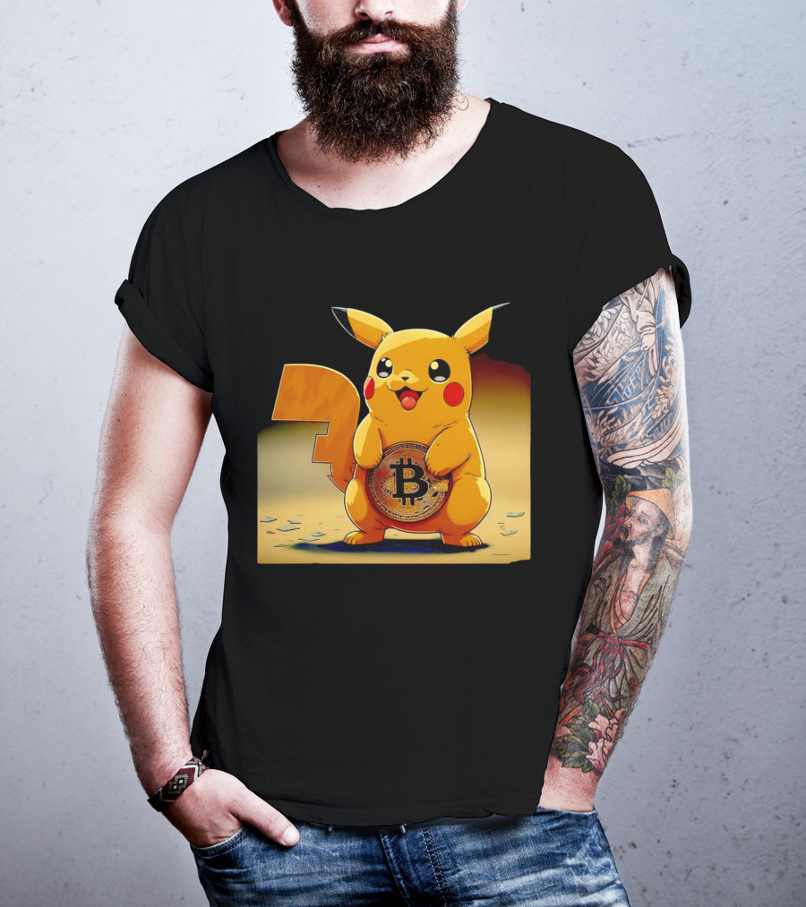 Pikacoin Bitcoin Pikachu Holding Cryptocurrency Coin T-Shirt