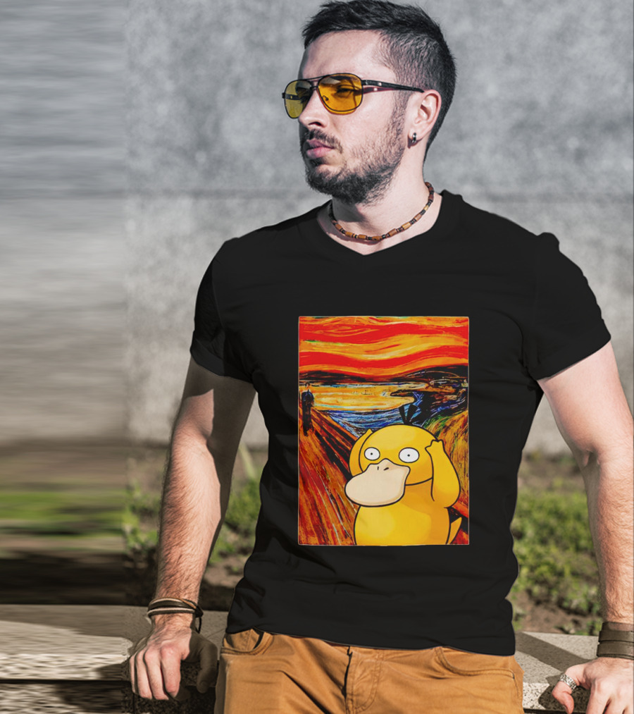 Screaming Psyduck In Classic Painting Mashup T-Shirt