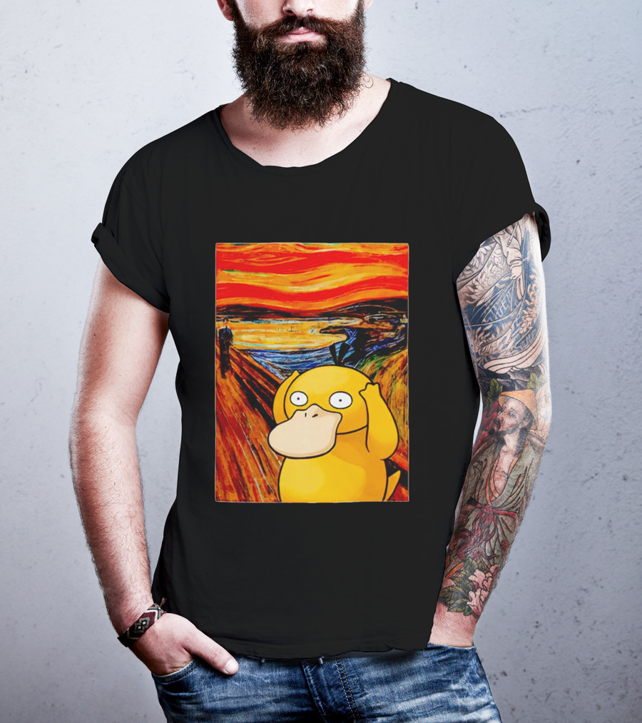 Screaming Psyduck In Classic Painting Mashup T-Shirt
