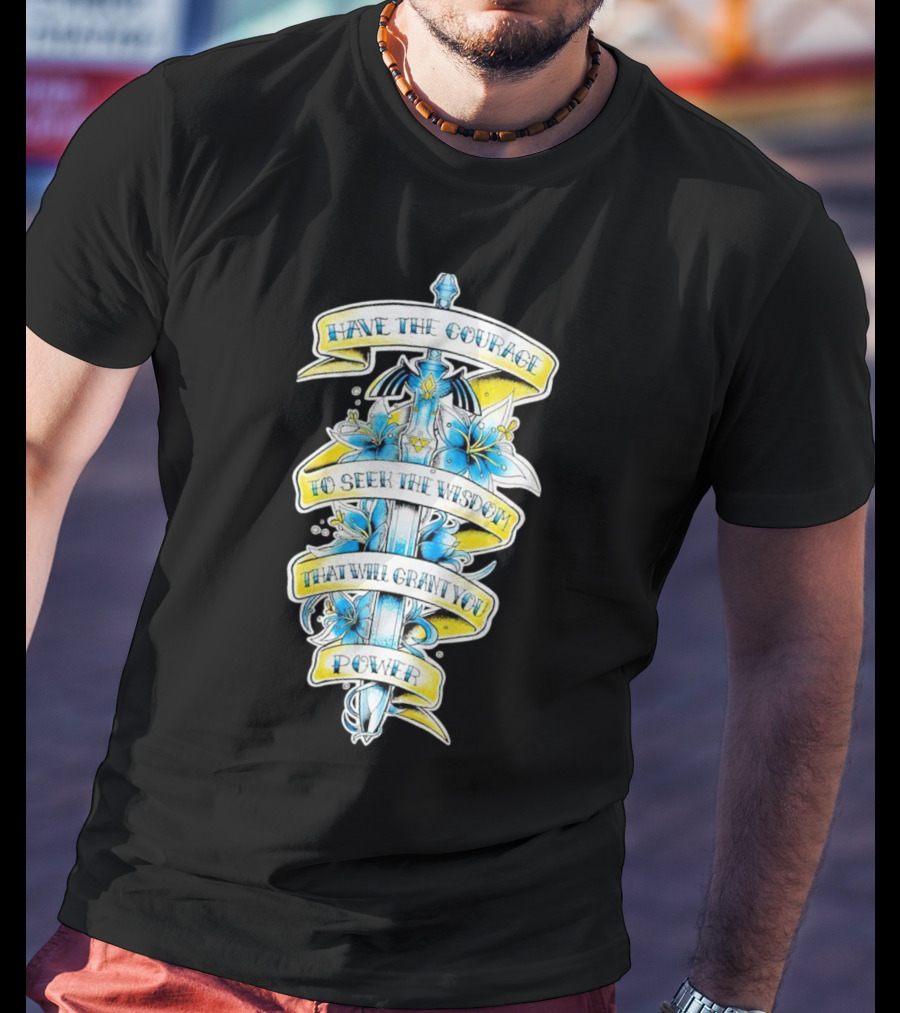 Legend Of Zelda Sword With Flowers And Inspirational Text T-Shirt