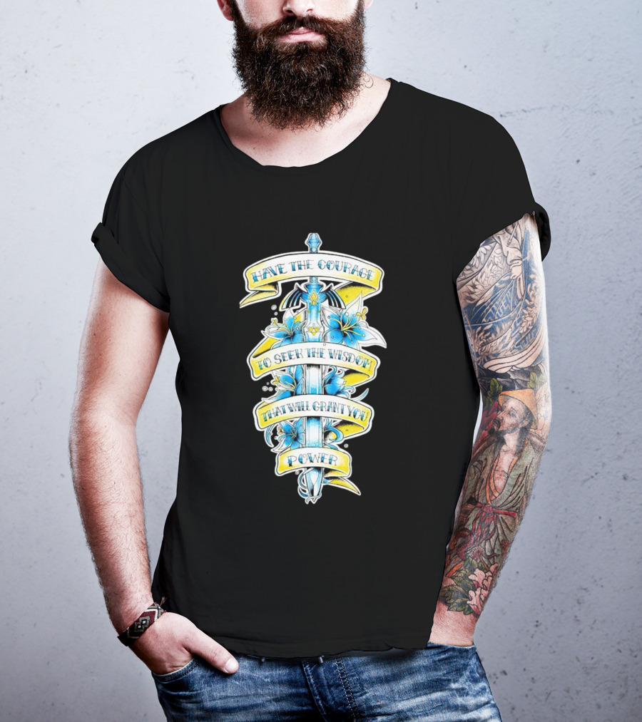 Legend Of Zelda Sword With Flowers And Inspirational Text T-Shirt