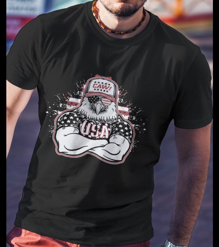 USA Caw Eagle In Patriotic Hat T-Shirt