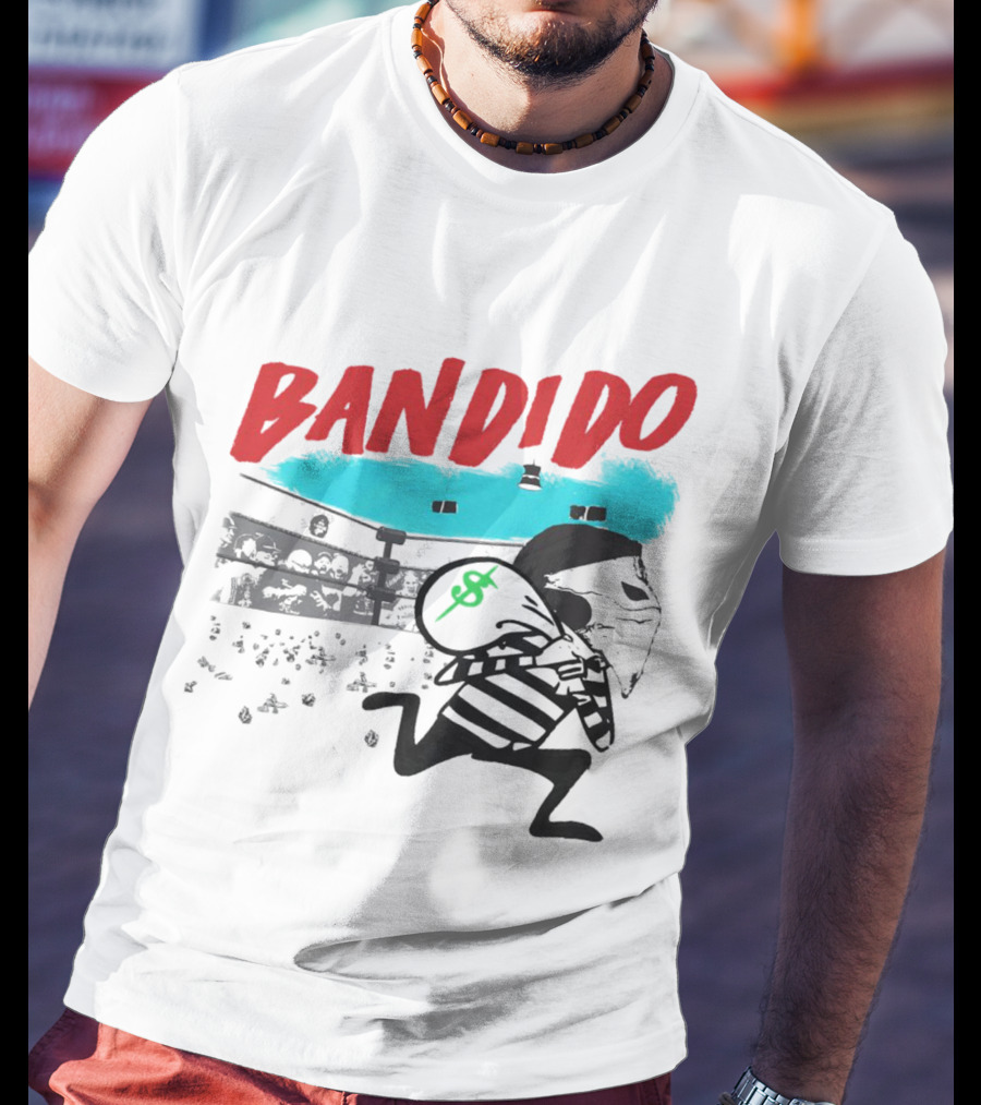 Bandido Ándale Wrestling Heist Comic Style With Luchador Ring And Money Bag T-Shirt